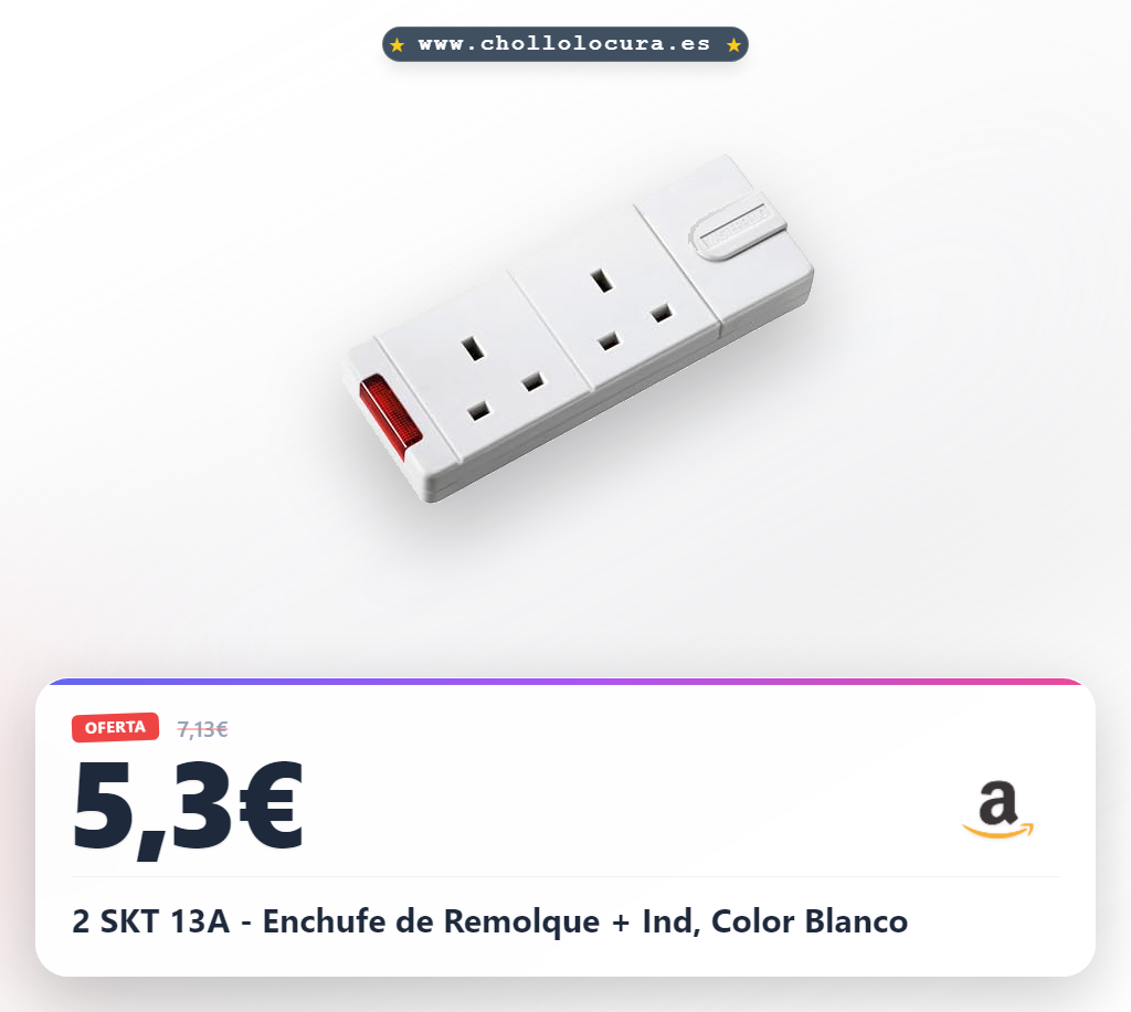 2 SKT 13A - Enchufe de Remolque + Ind, Color Blanco