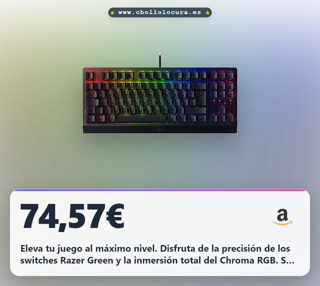 Consigue el Teclado Gaming Razer BlackWidow V3 Tenkeyless con Chroma RGB y switches mecánicos al mejor precio