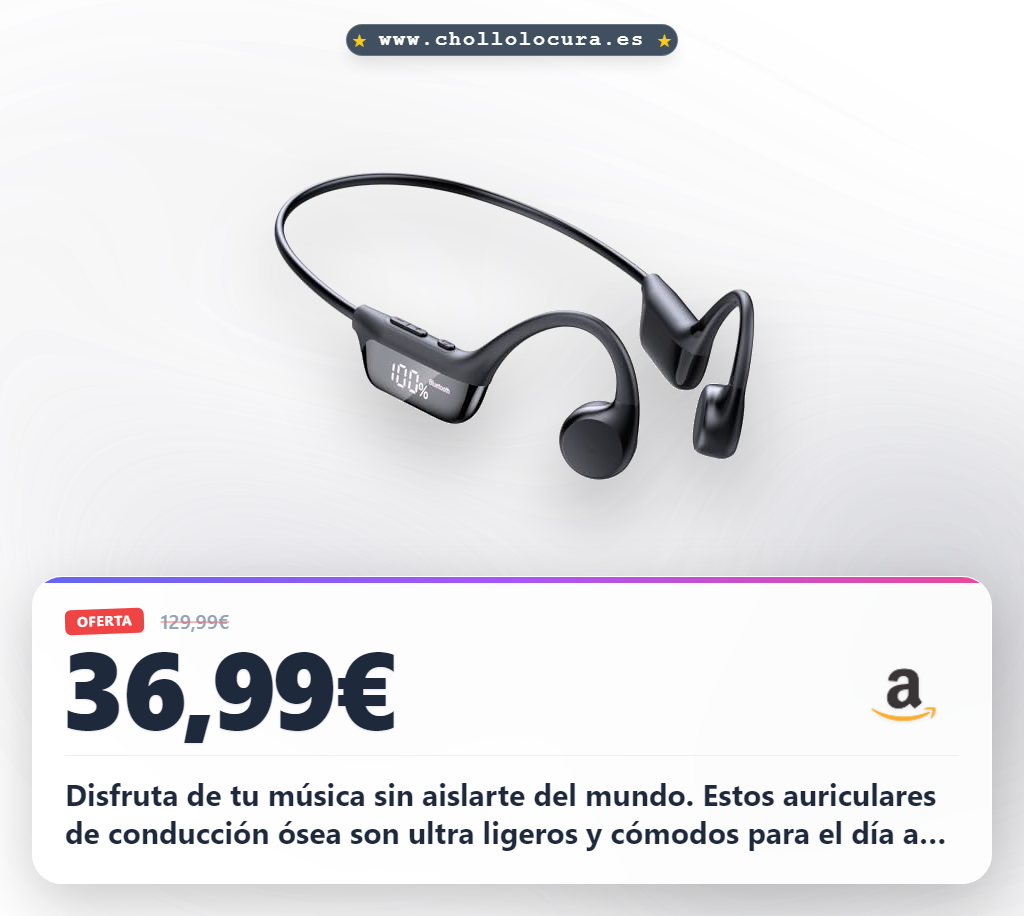 Disfruta de auriculares Open Ear Inalámbricos con conducción ósea e IPX7 al mejor precio del mercado.