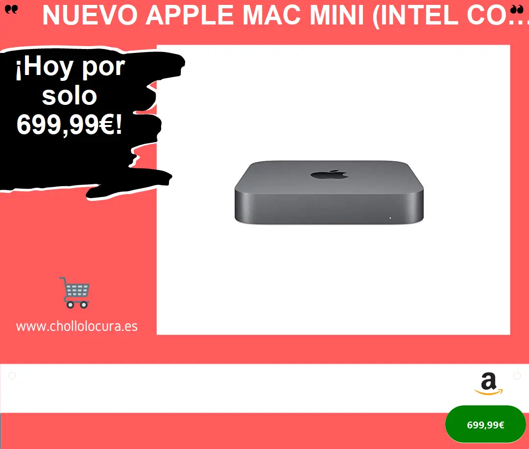 ¡Chollo! Mac Mini Intel Core i5 8GB RAM SSD ultrarrápido y Thunderbolt 3: Última versión de macOS