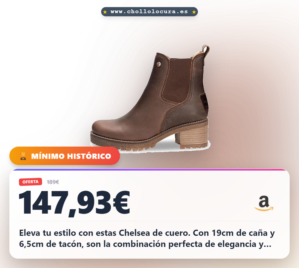 Aprovecha Botas Chelsea de cuero Panama Jack: diseño elegante, sin cordones y tacón ancho al mejor precio