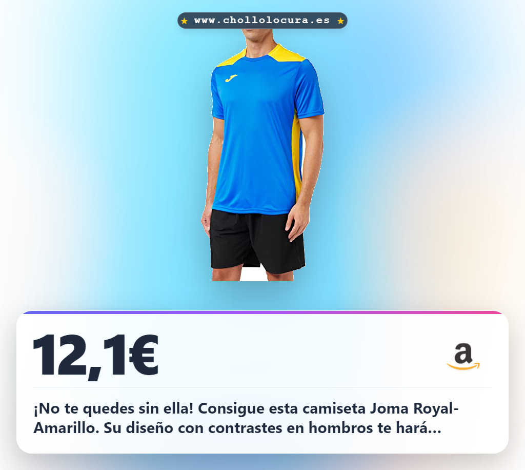 Descubre la camiseta Joma para hombre Royal-Amarillo con logo bordado y detalles en contraste al mejor precio