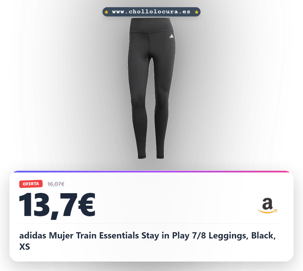 adidas Mujer Train Essentials Stay in Play 7/8 Leggings, Black, XS