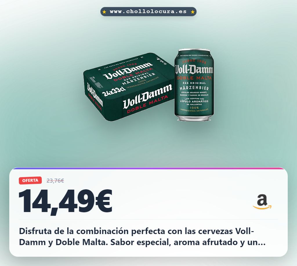 Aprovecha el pack de 24 latas de cerveza Voll-Damm y Doble Malta al mejor precio en oferta