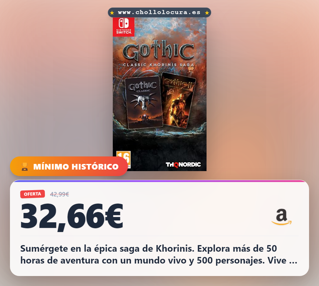 Aprovecha la saga épica de Gothic 1 y Gothic 2 en Nintendo Switch: RPG con más de 50 horas de aventura al mejor precio