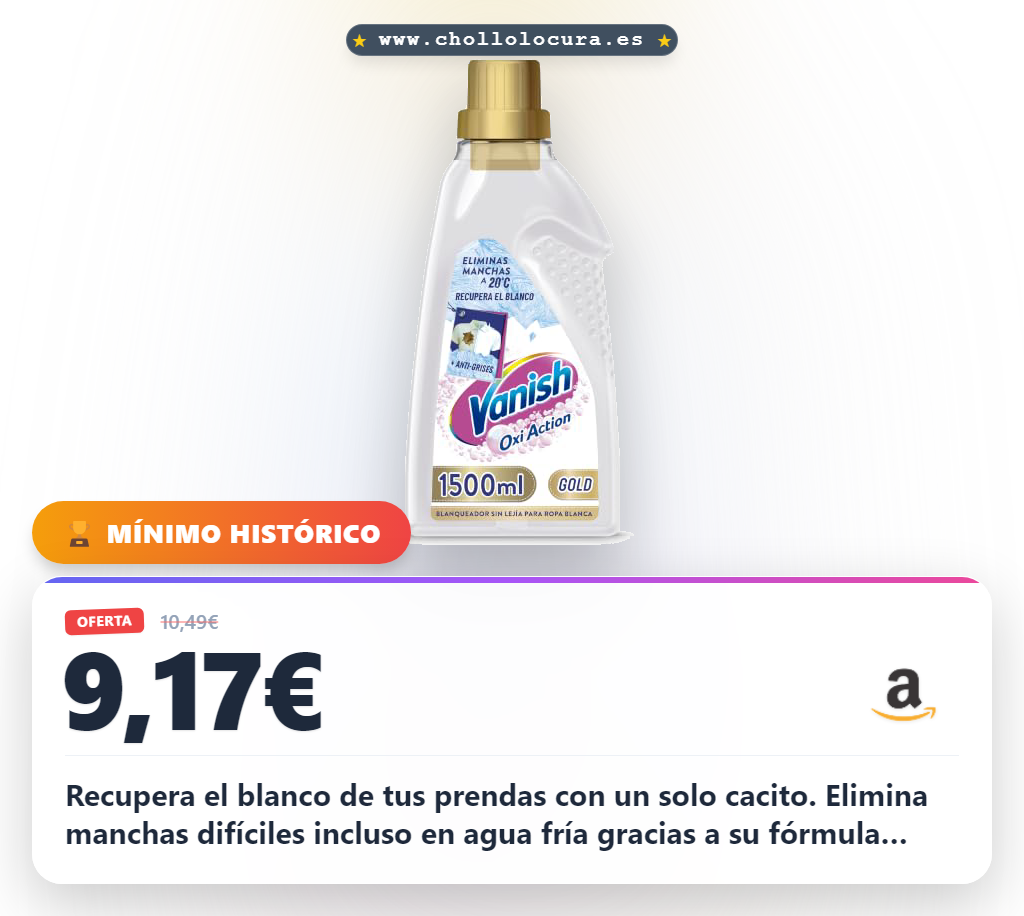 Aprovecha el blanqueador Vanish Oxi Advance para recuperar el blanco de tus prendas en un solo cacito