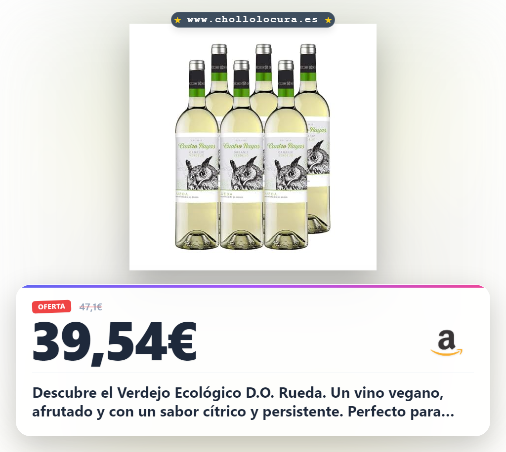 Aprovecha este Vino Verdejo Ecológico D.O. Rueda vegano y afrutado para arroces y pescados