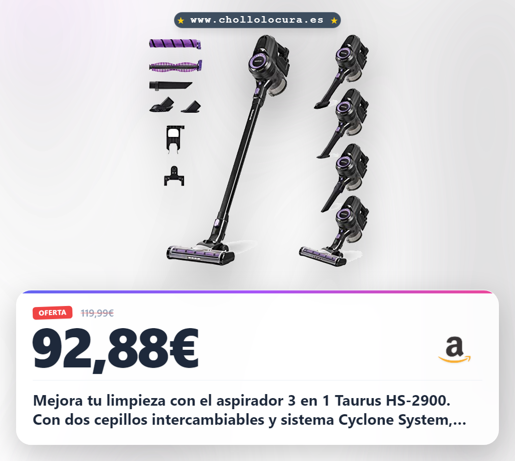 Aprovecha el aspirador 3 en 1 Taurus HS-2900 con sistema Cyclone System y filtros lavables al mejor precio