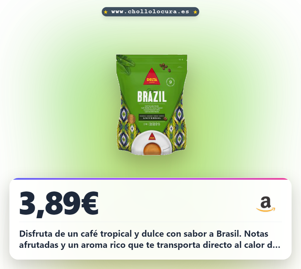 Aprovecha el café molido Origen Brasil mezcla aromática y tropical de Delta Cafés a precio de chollo