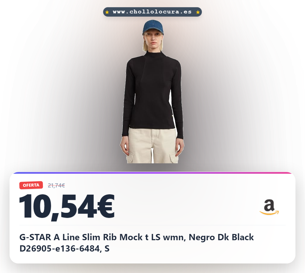 Llévate esta camiseta G-STAR A Line Slim Rib Mock t LS wmn negra con un ajuste cómodo y estilo original al mejor precio