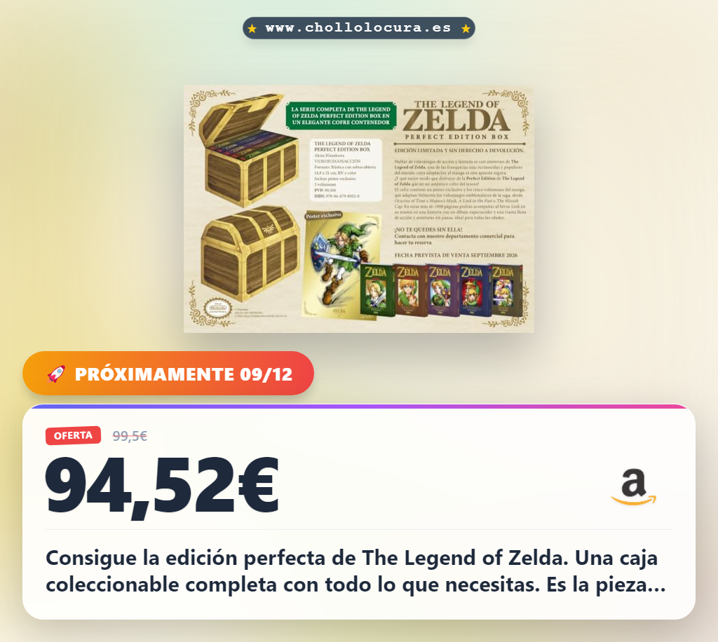 Encuentra la The Legend of Zelda Perfect Edition Box con descuento a precio de chollo