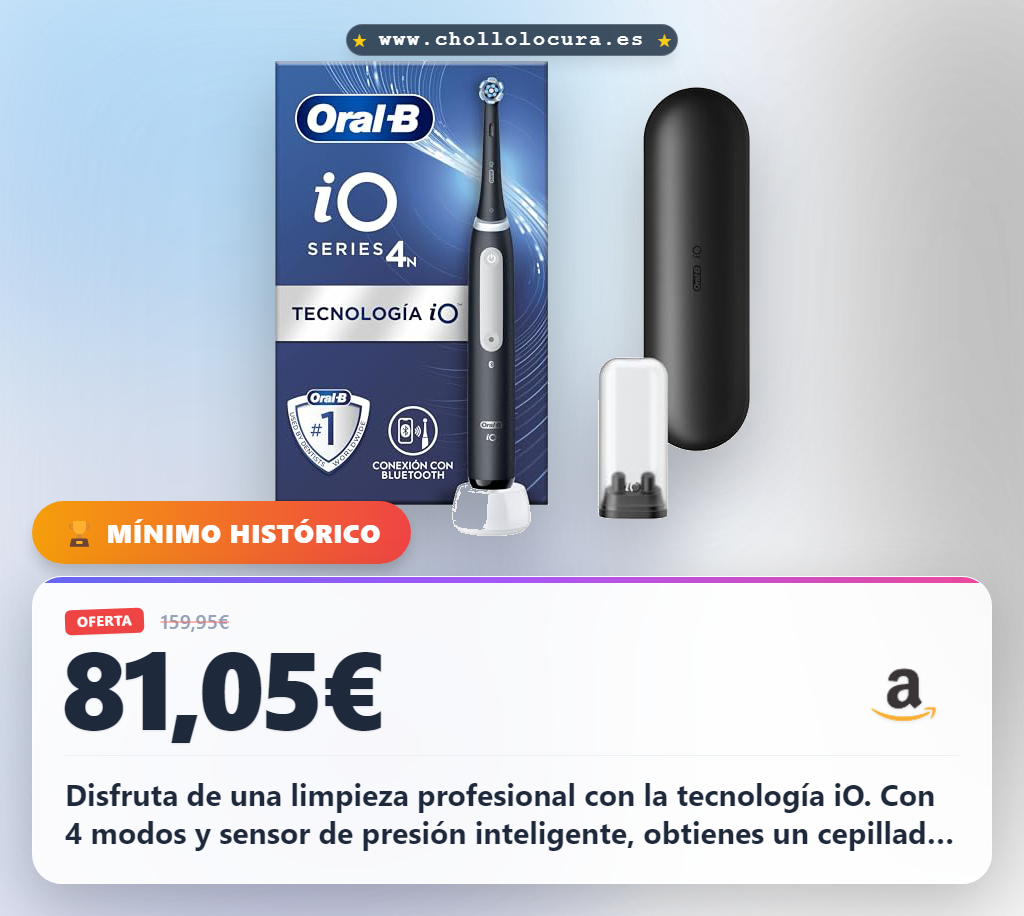 Disfruta la limpieza profesional Oral-B iO 4N con tecnología iO y sensor de presión en oferta