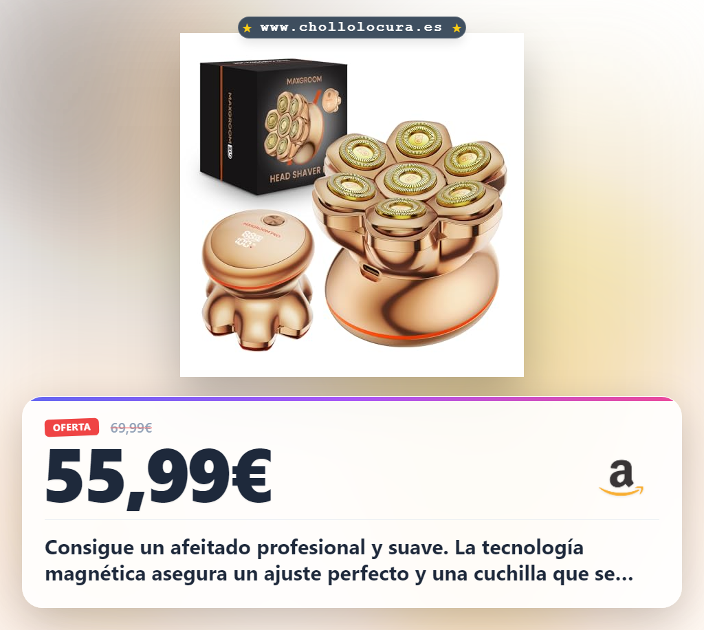 Consigue la afeitadora MAXGROOM para cabeza hombre magnética y 7D en oferta histórica