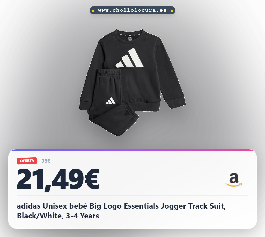adidas Unisex bebé Big Logo Essentials Jogger Track Suit, Black/White, 3-4 Years