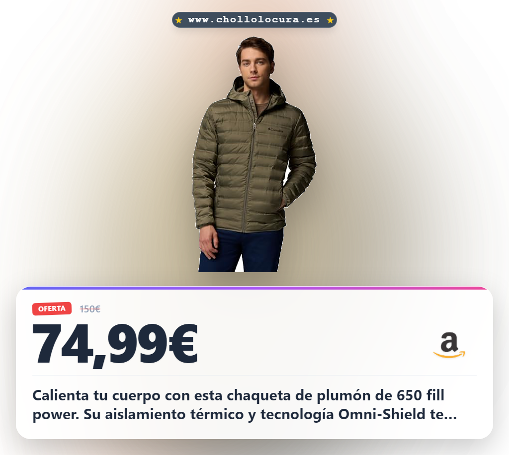 Logra la máxima calidez con la chaqueta de plumón Columbia Lake 22 II 650 fill power resistente al agua para el frío en oferta