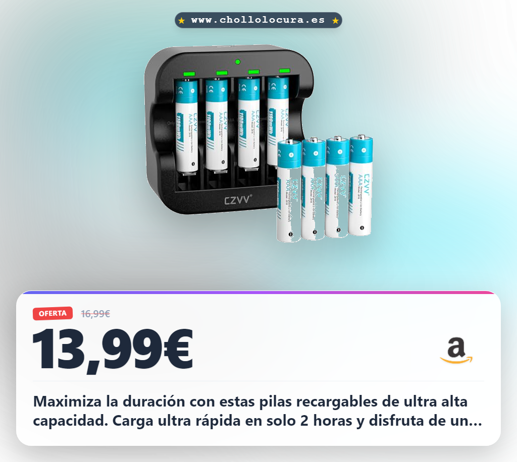 Consigue pilas recargables AAA Litio 1100mWh ultra rápidas y ecológicas para 10 años de uso