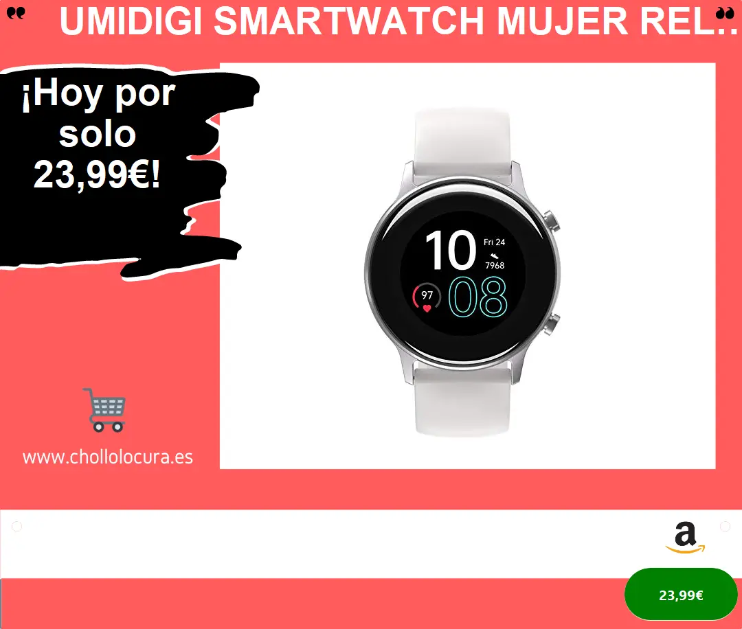 UMIDIGI Smartwatch Mujer Reloj Inteligente Hombre con GPS Monitor de Oxígeno en Sangre, Frecuencia Cardíaca, Seguimiento del Sueño, Impermeable Reloj Deportivo para Correr, 17 Modos Deportivos