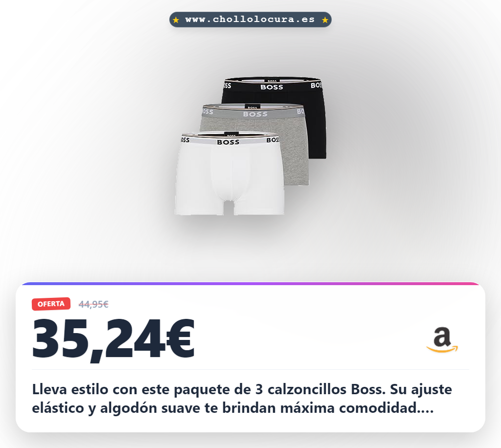 Encuentra el paquete de 3 calzoncillos Boss elásticos X-Large en oferta: blanco, gris y negro. ¡Ahorra al mejor precio!