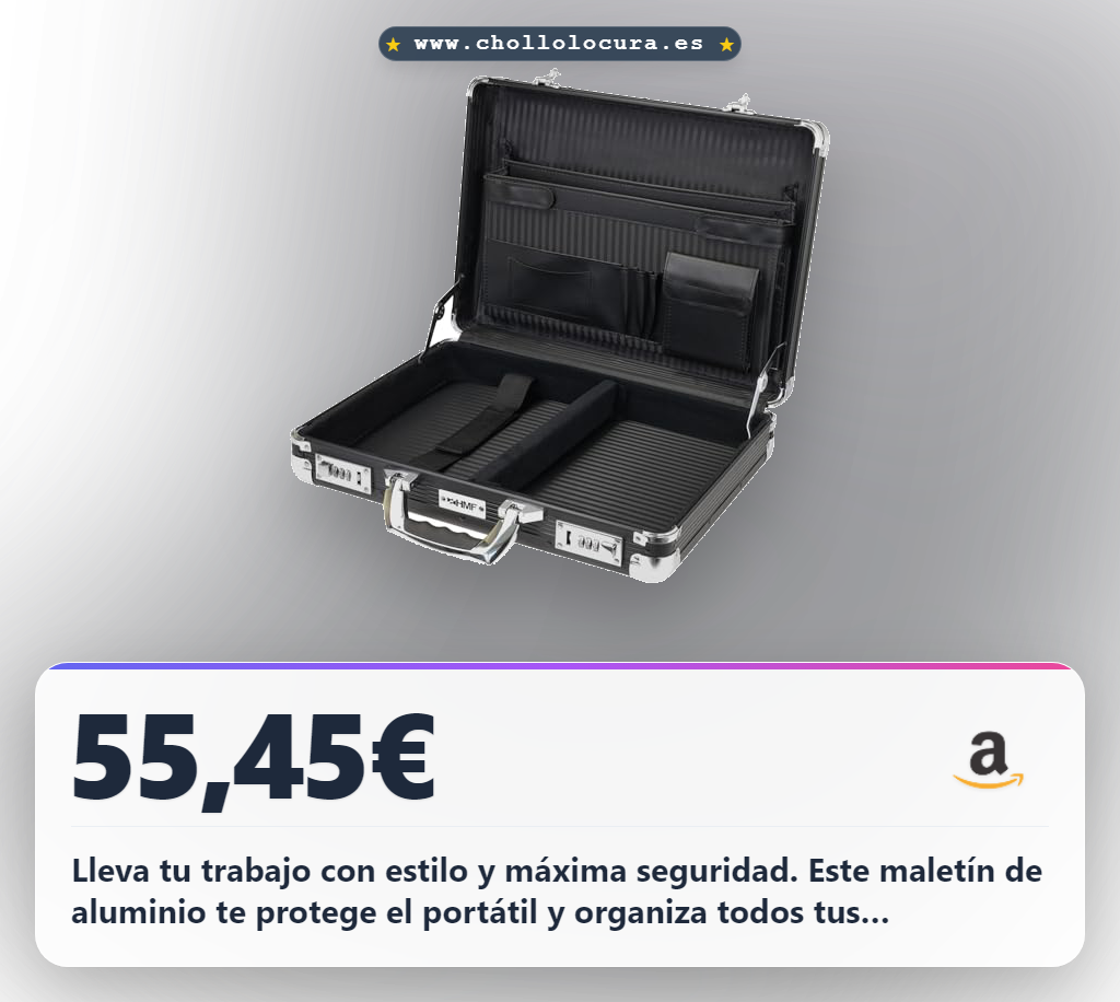 Disfruta la seguridad y el estilo del Maletín de Aluminio HMF con cerradura para tu portátil de 17.3 pulgadas al mejor precio