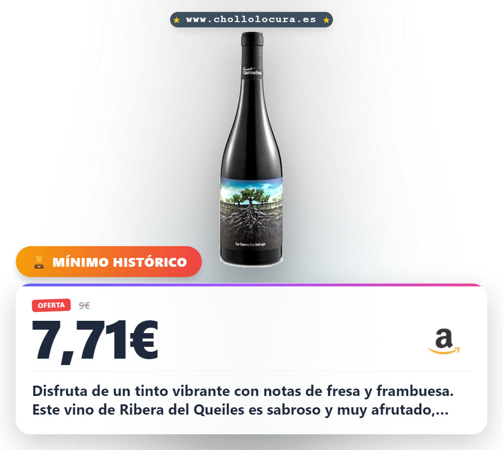 Aprovecha este vino tinto Garnacha Salvaje Moncayo de Ribera del Queiles con notas de frutas rojas en oferta
