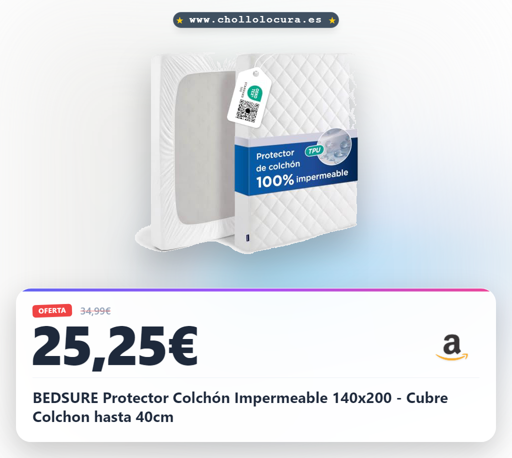 BEDSURE Protector Colchón Impermeable 140x200 - Cubre Colchon hasta 40cm
