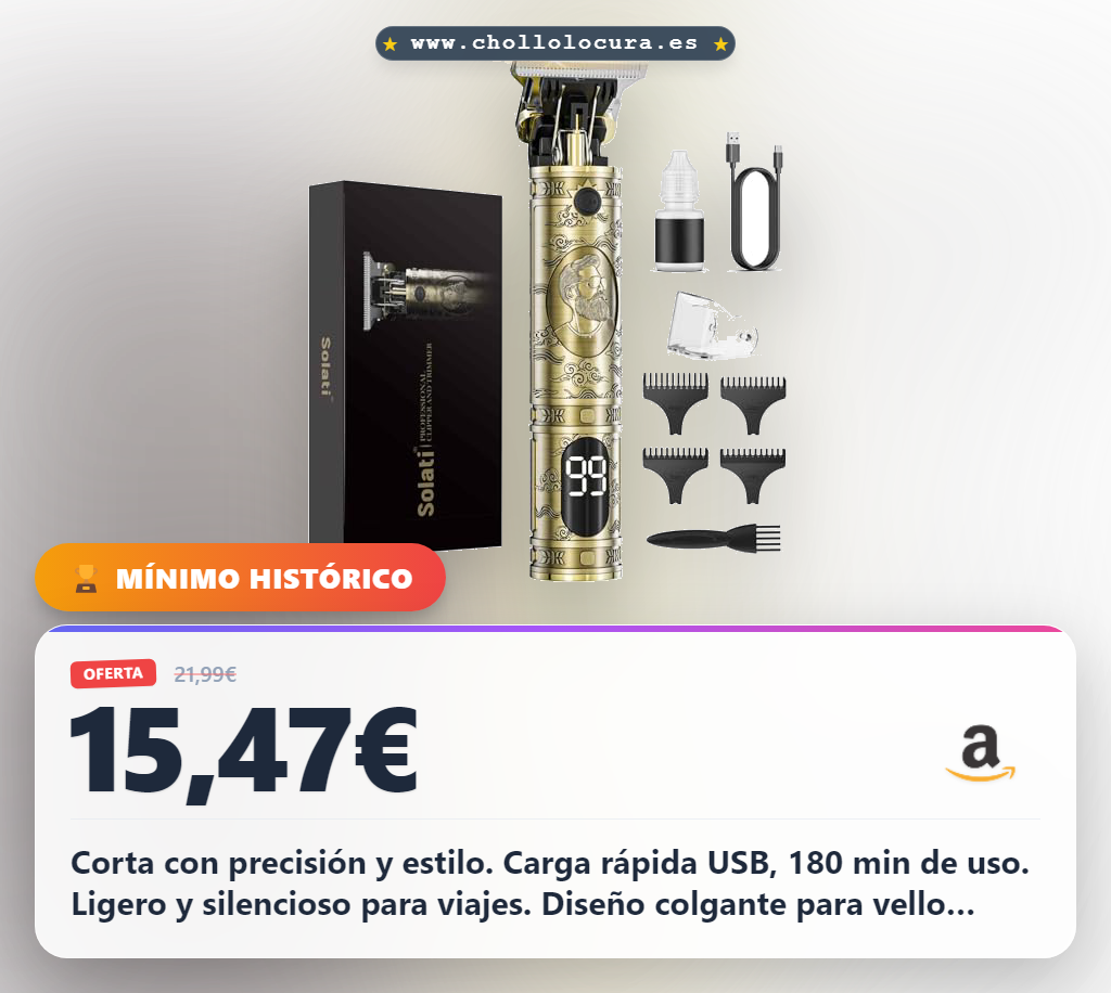 Maquina de Cortar Pelo Hombre, Maquina de Afeitar Hombre Eléctrica con LED Cortapelos Recortar Barba Sin Cable Maquinilla de Afeitar Cortar Pelo Para el Hogar y el Salón (Bronce)