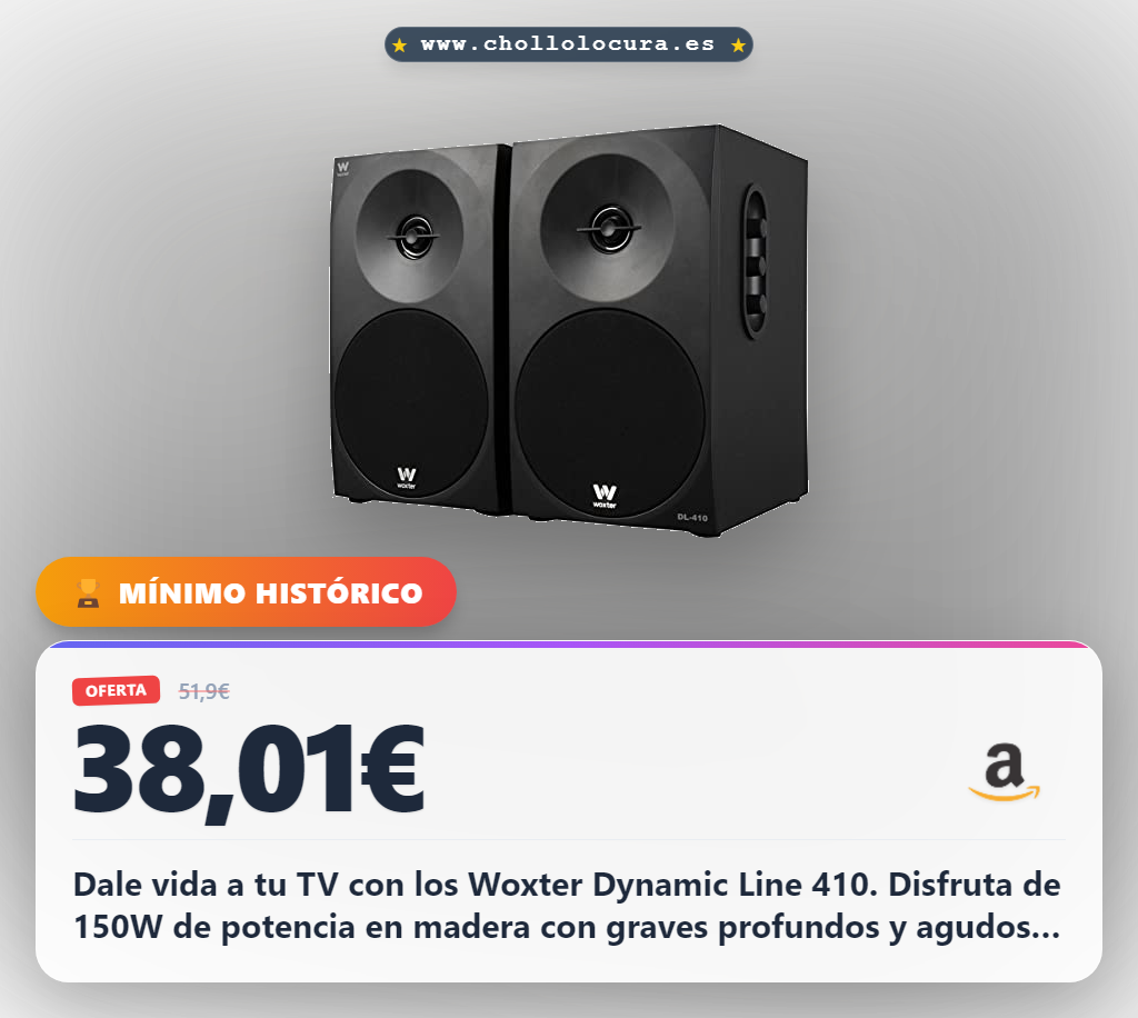 Obtén altavoces estéreo Woxter Dynamic Line 410 de 150W con madera y 2 tweeters al mejor precio
