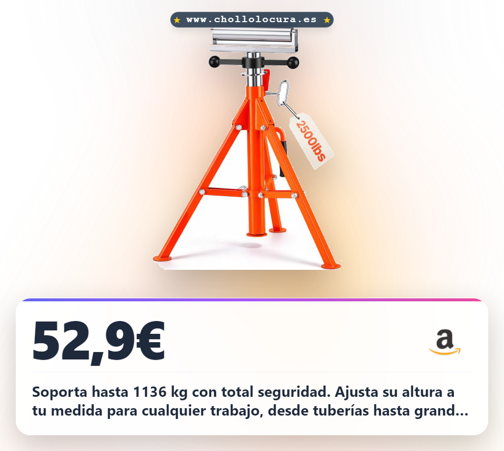 Obtén el Soporte de Rodillos VEVOR de acero plegable para tuberías y tablas, alta resistencia al mejor precio