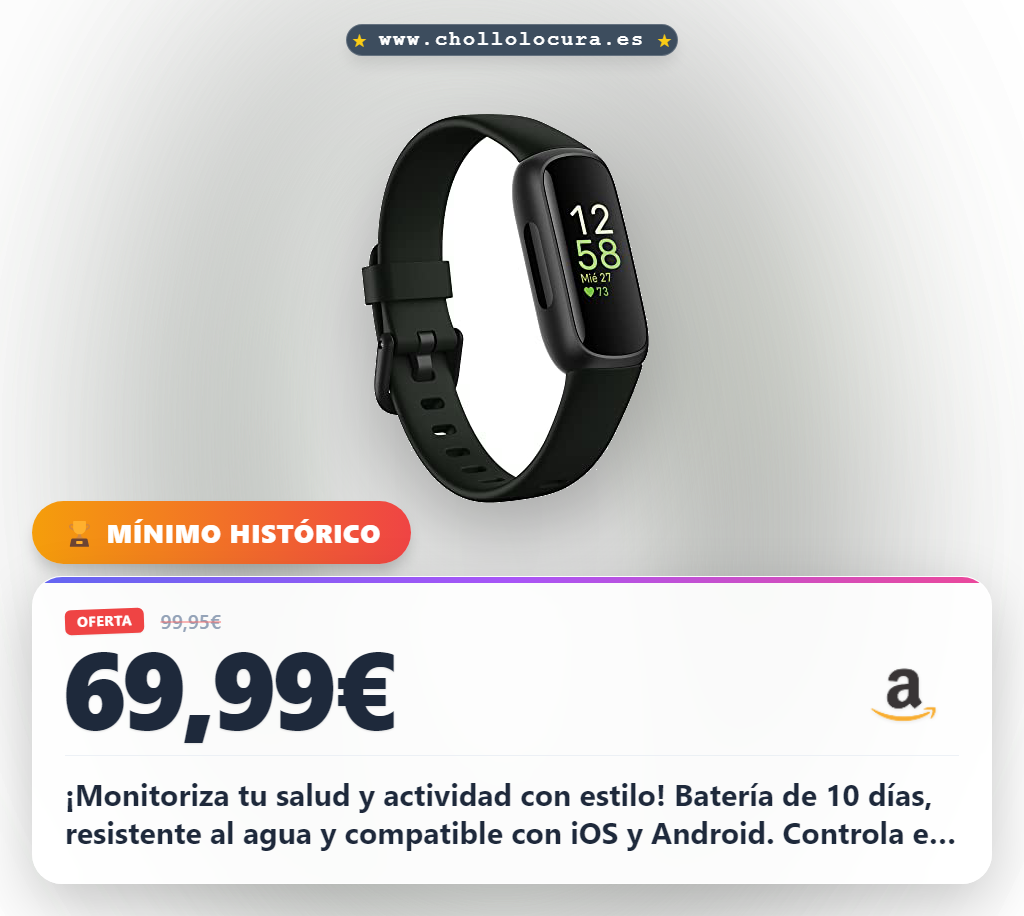 Consigue la Fitbit Inspire 3. Monitoriza tu salud con 10 días de batería, resistencia al agua y mindfulness. ¡Aprovecha en oferta!