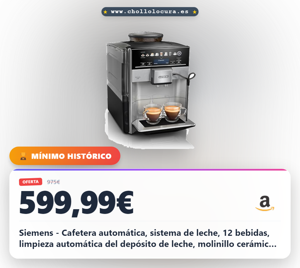 Siemens - Cafetera automática, sistema de leche, 12 bebidas, limpieza automática del depósito de leche, molinillo cerámico, pantalla táctil grande, EQ6 plus s500, TE655203RW