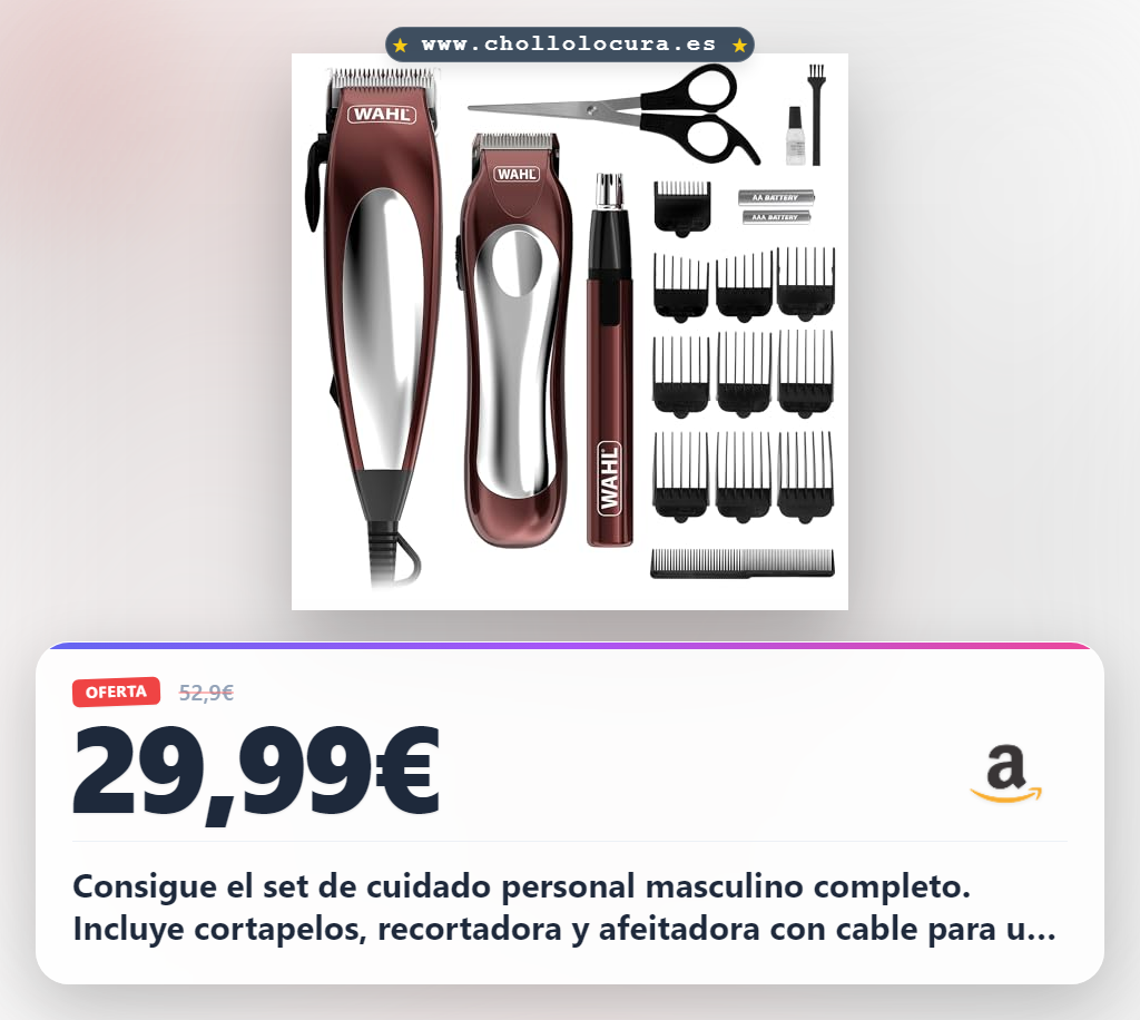 Consigue el set de cuidado personal masculino Wahl Home Pro Combo 3en1 con cortapelos y recortadora