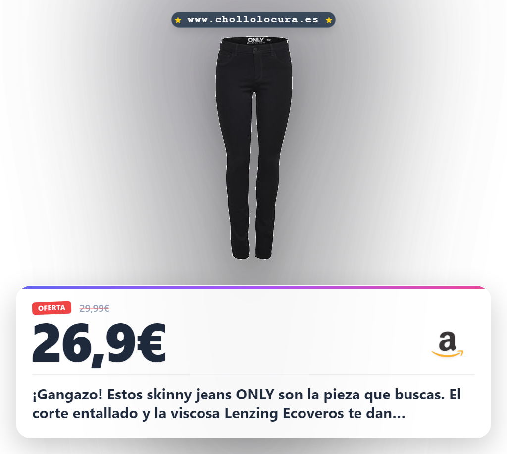 Compra ONLY Onlrain Skinny Jeans Black Denim con corte entallado y viscosa Lenzing Ecoveros en oferta