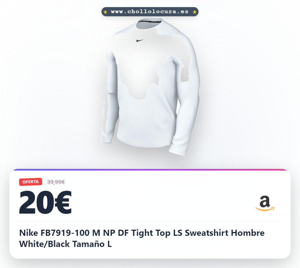 Nike FB7919-100 M NP DF Tight Top LS Sweatshirt Hombre White/Black Tamaño L
