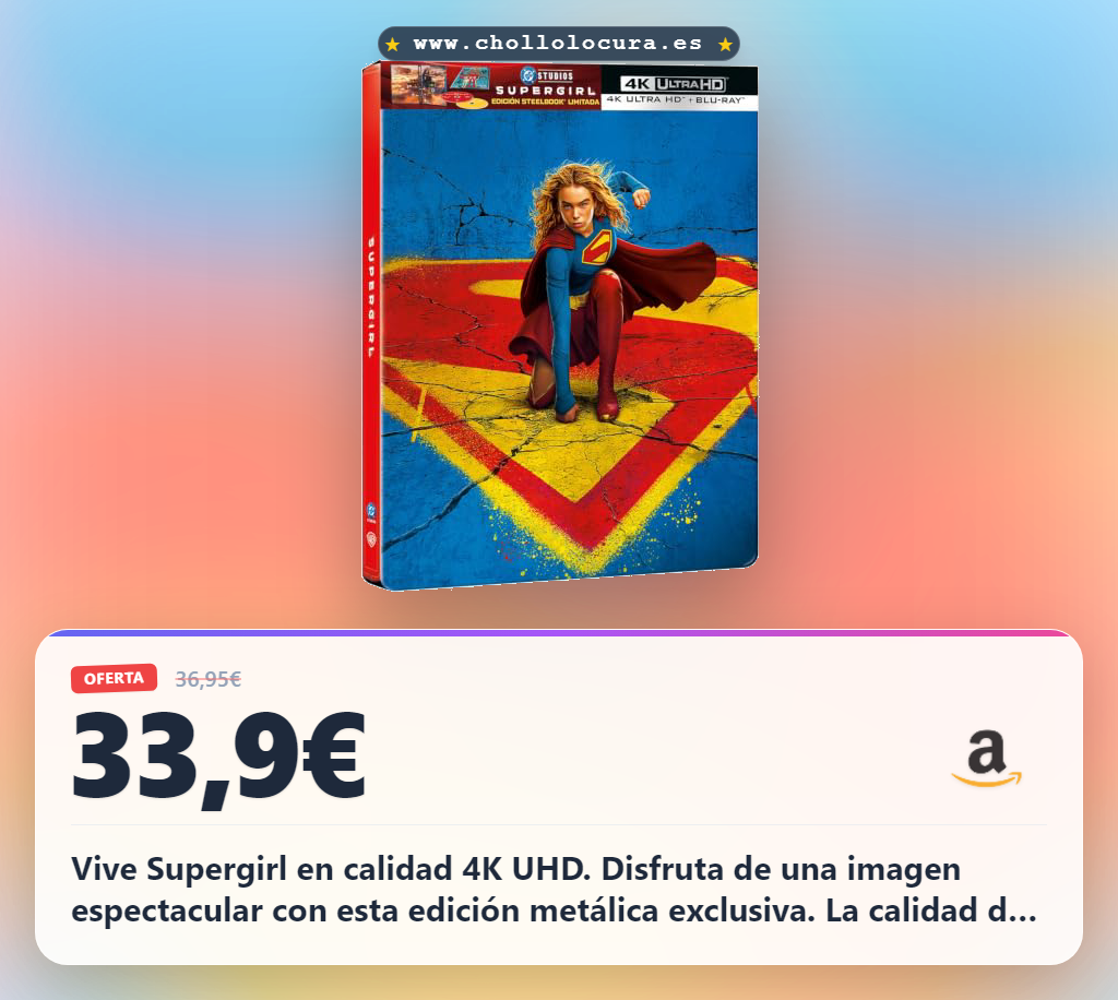 Disfruta Supergirl 4K UHD Edición Metálica en Blu-ray a precio de chollo y en oferta histórica en España.