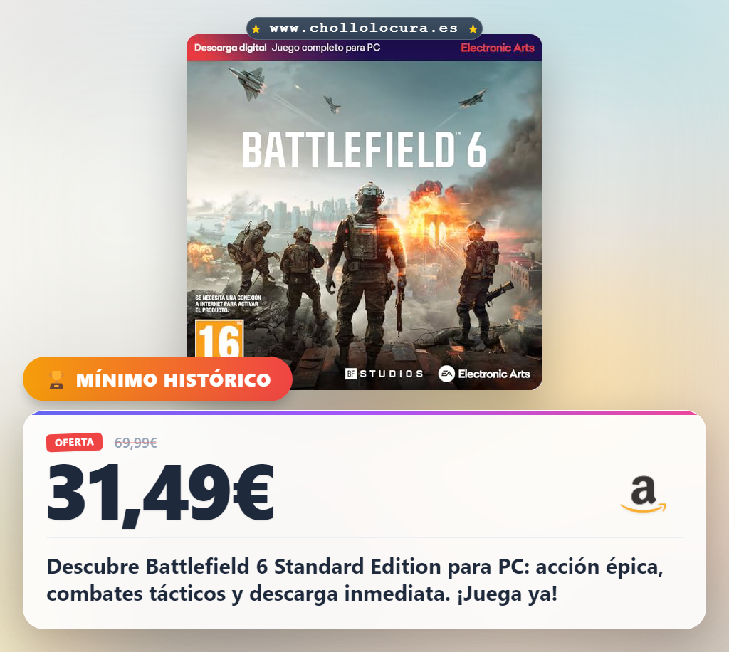 Battlefield 6 Standard Edition PCWin | Codigo de descarga inmediato EA App | Videojuegos | Castellano Standard | Código EA App para PC