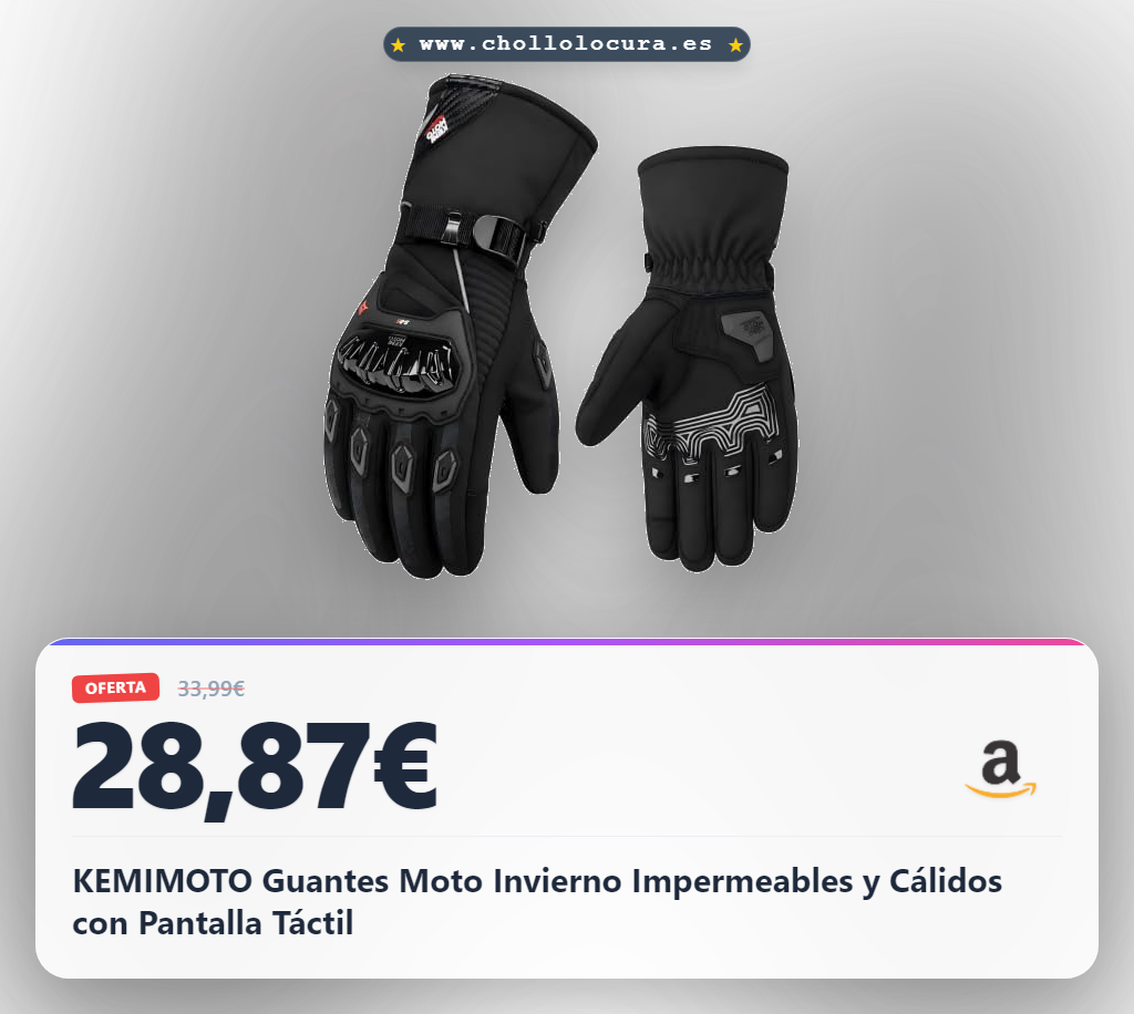 KEMIMOTO Guantes Moto Invierno Impermeables y Cálidos con Pantalla Táctil