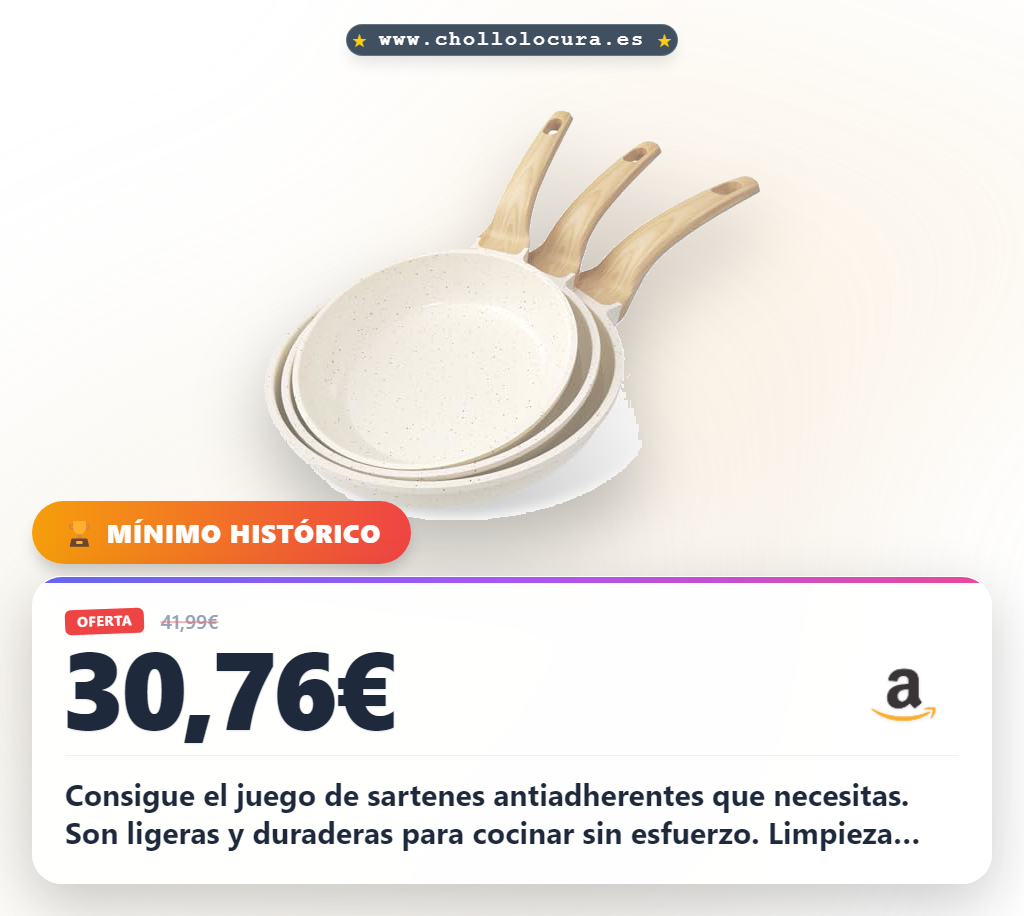Aprovecha este Set de 3 Sartenes Antiadherentes con Revestimiento de Granito al mejor precio