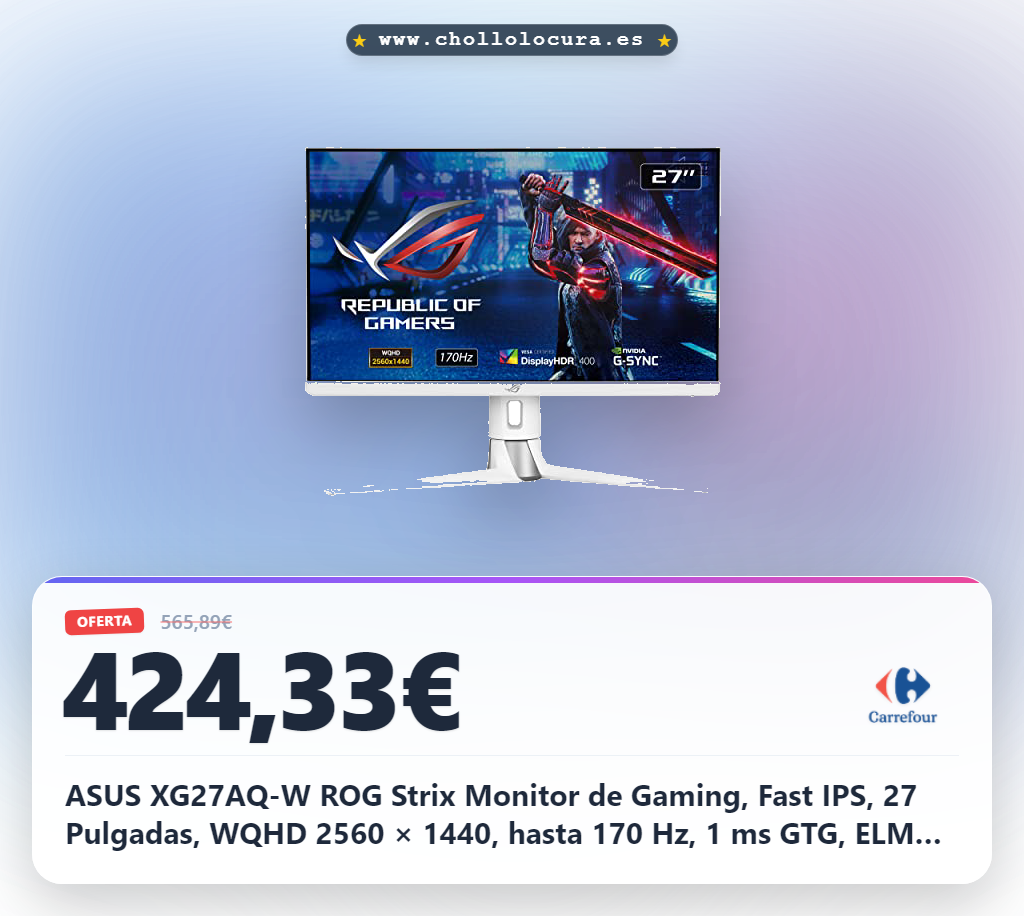 Descubre el Monitor de Gaming ASUS ROG Strix de 27" WQHD 170Hz con Fast IPS y G-Sync Compatible al mejor precio