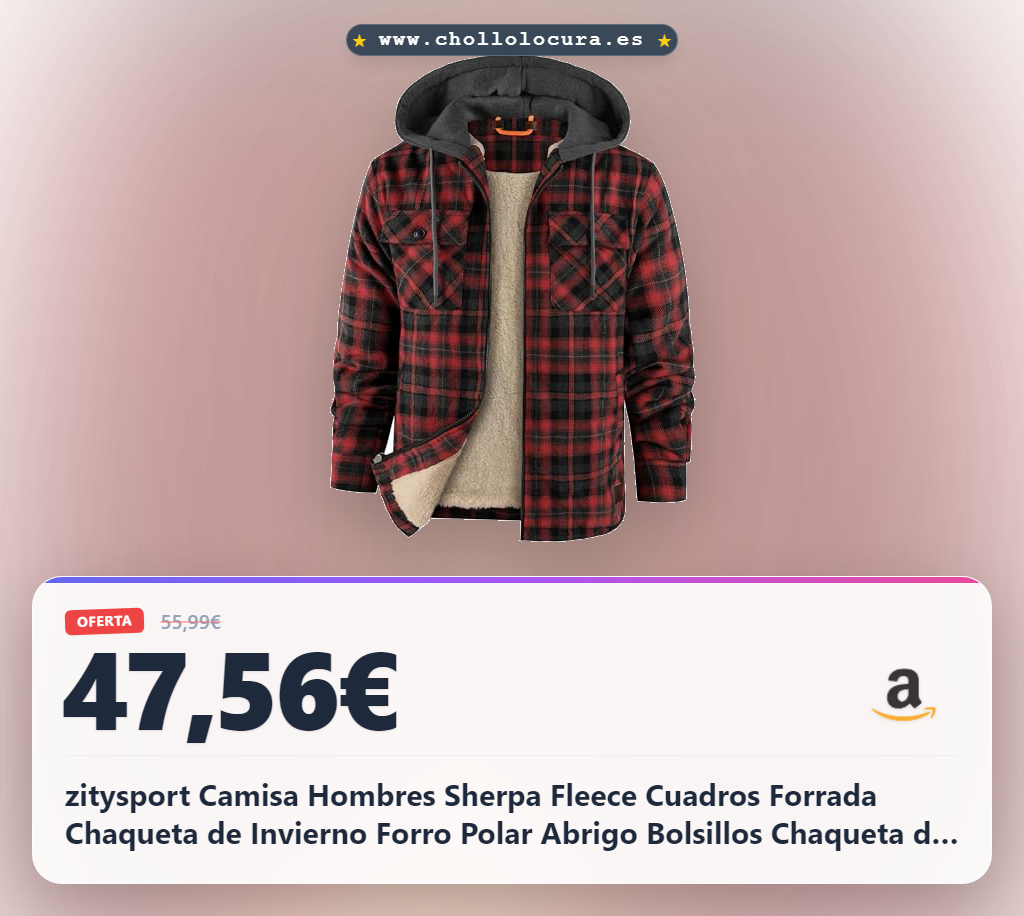 zitysport Camisa Hombres Sherpa Fleece Cuadros Forrada Chaqueta de Invierno Forro Polar Abrigo Bolsillos Chaqueta de Franela Camisa de Exteriores Hombre Sudadera con Capucha(Rojo Negro Gris XL)