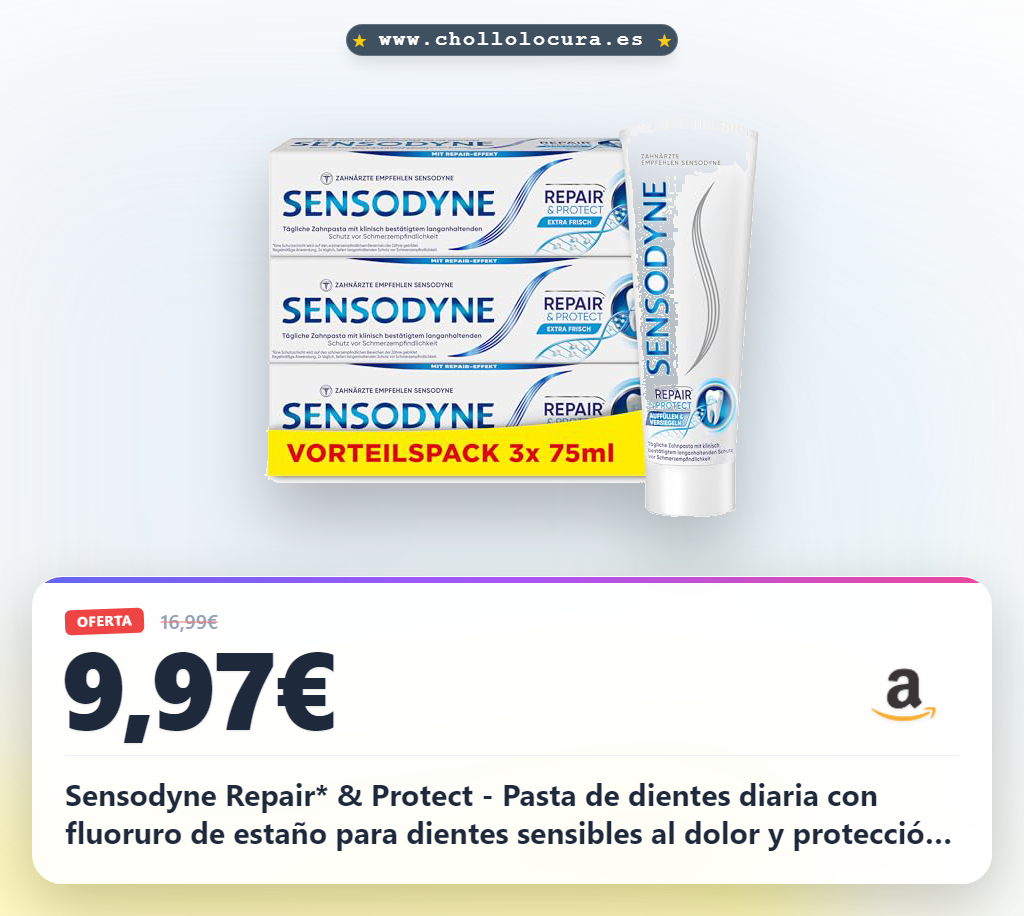 Sensodyne Repair* & Protect - Pasta de dientes diaria con fluoruro de estaño para dientes sensibles al dolor y protección duradera, 3 x 75 ml
