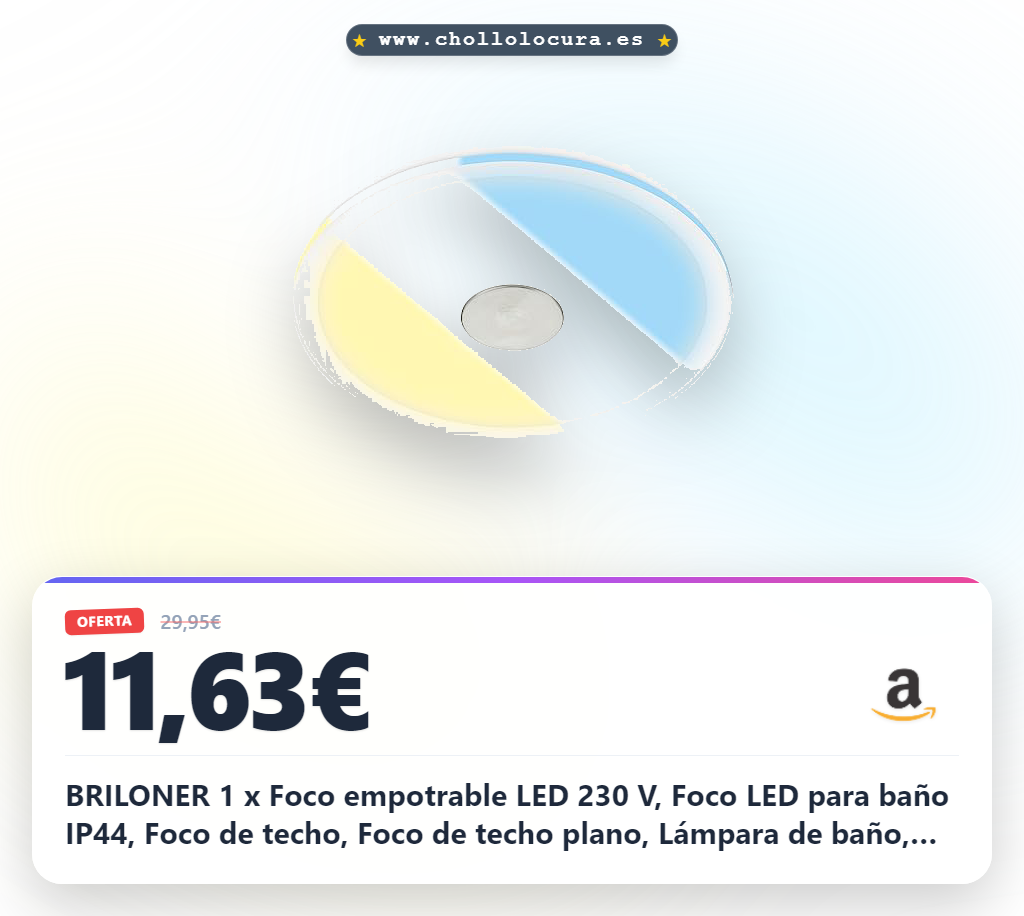 BRILONER 1 x Foco empotrable LED 230 V, Foco LED para baño IP44, Foco de techo, Foco de techo plano, Lámpara de baño, Color de luz ajustable
