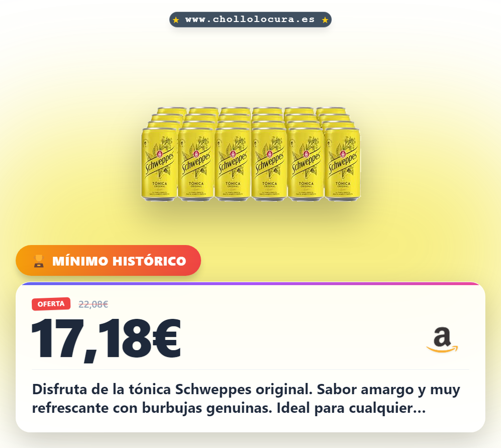 Aprovecha la tónica Schweppes Original en pack de 24 latas al mejor precio de oferta