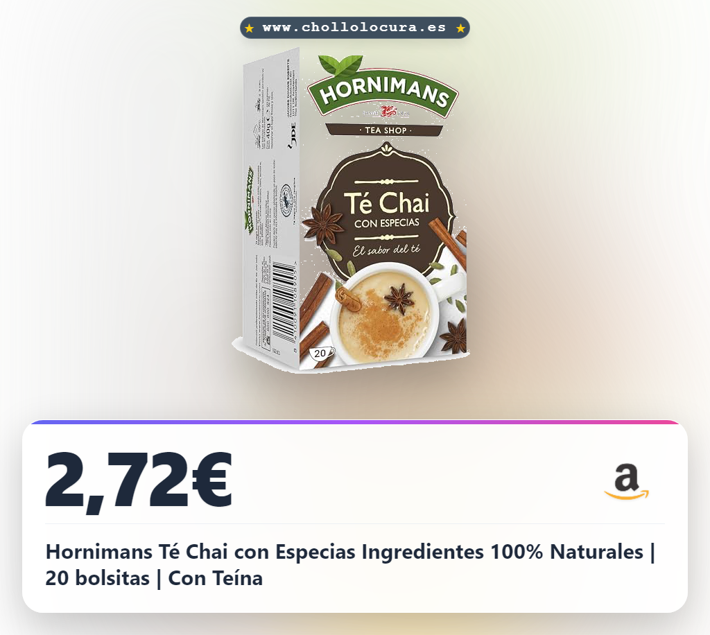 Hornimans Té Chai con Especias Ingredientes 100% Naturales | 20 bolsitas | Con Teína