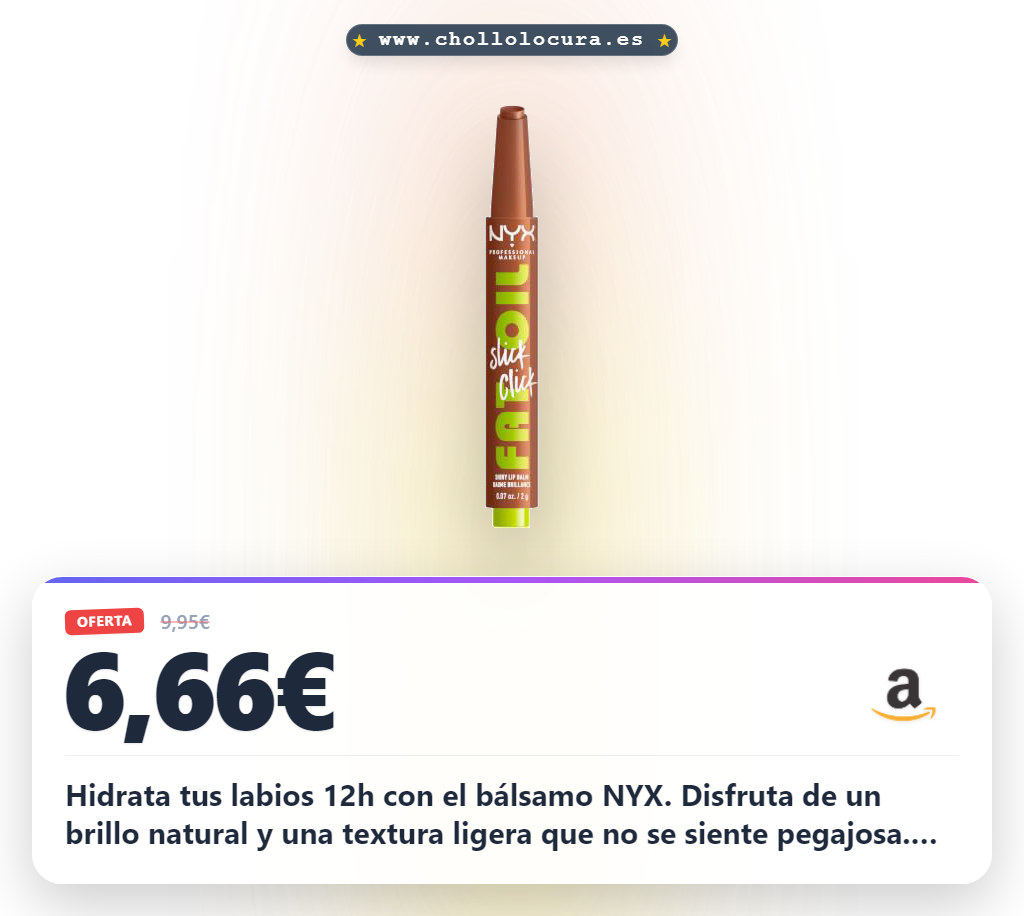 Encuentra el Bálsamo labial NYX Fat Oil Slick Click con hidratación 12H y brillo natural al mejor precio del año.