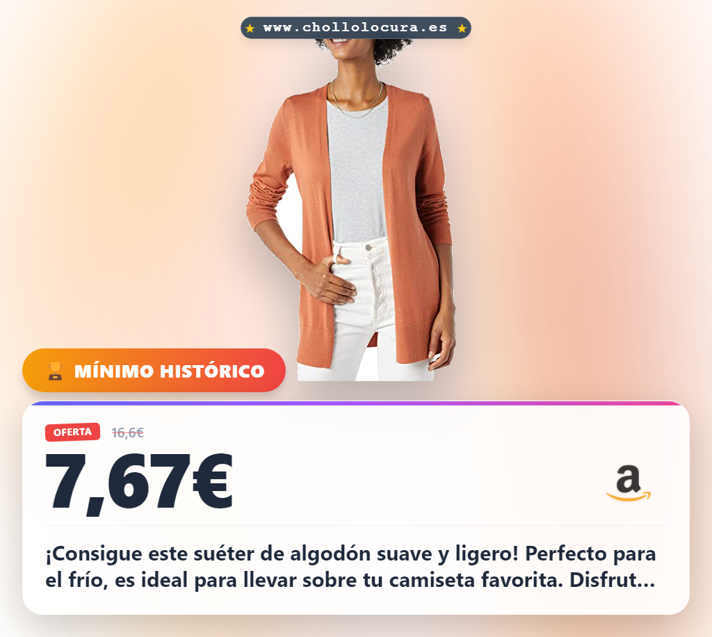 Disfruta este suéter de algodón caramelo ligero y suave. Perfecto para el frío. Encuéntralo en oferta histórica a precio de chollo.