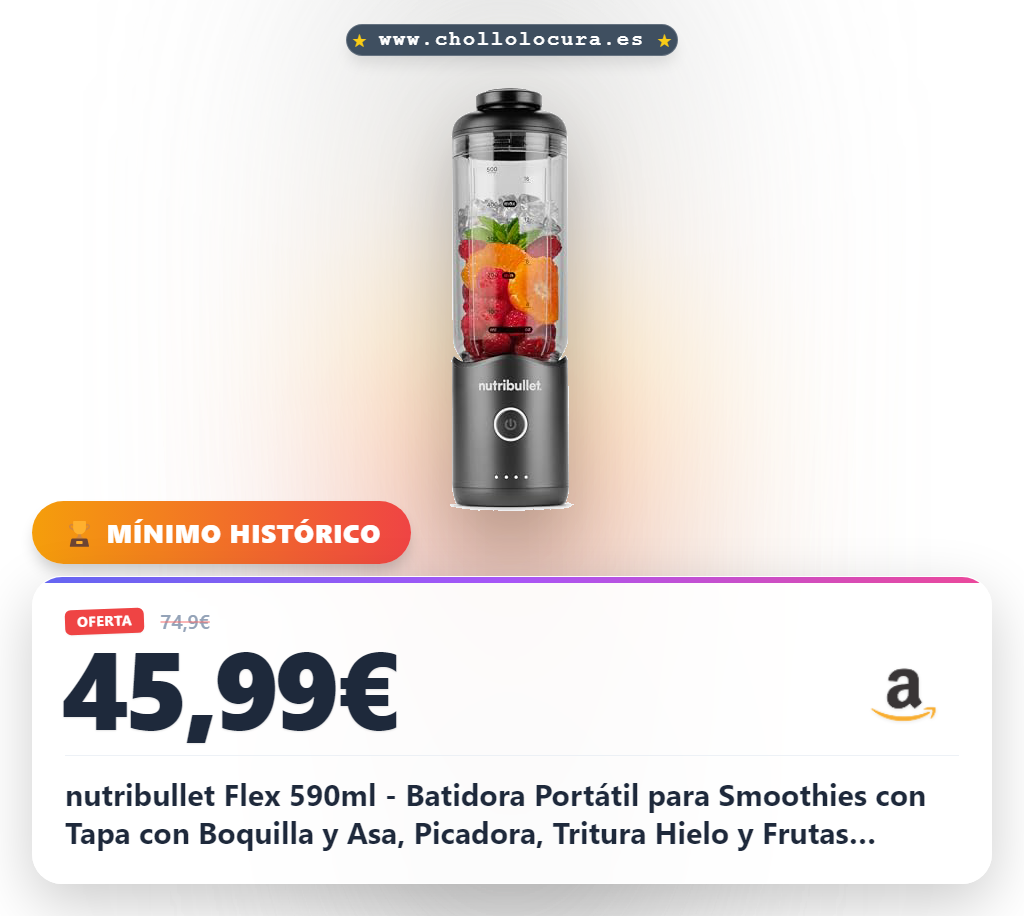 nutribullet Flex 590ml - Batidora Portátil para Smoothies con Tapa con Boquilla y Asa, Picadora, Tritura Hielo y Frutas Congeladas, USB-C, Vaso sin BPA, Fácil de Limpiar, Gris Grafito (NBP013GM)