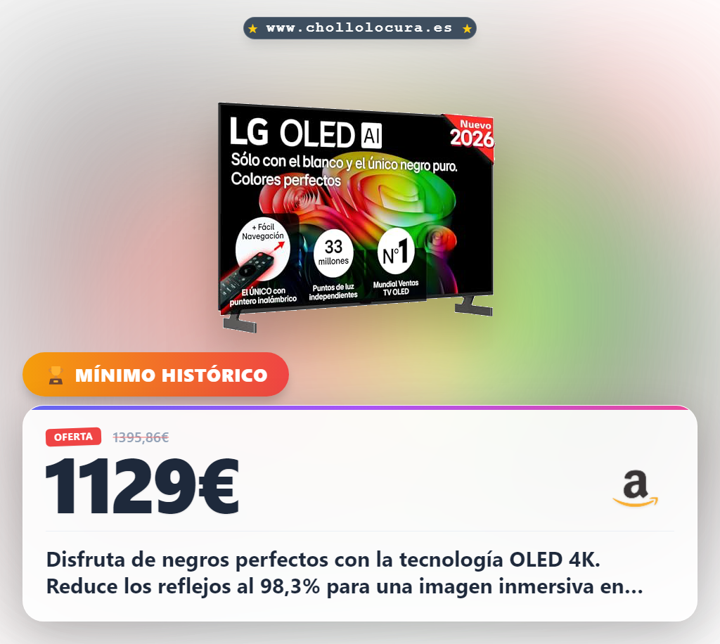 Consigue el televisor LG OLED65B65LA 4K con procesador AI y 120Hz para cine en oferta