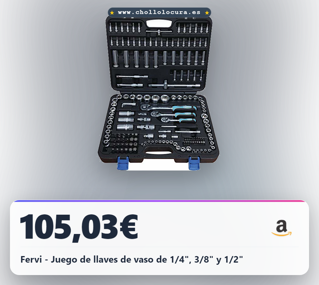 Fervi - Juego de llaves de vaso de 1/4", 3/8" y 1/2"