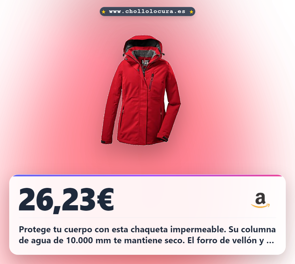 Llévate chaqueta Killtec roja impermeable para mujer con capucha desmontable KOW 140