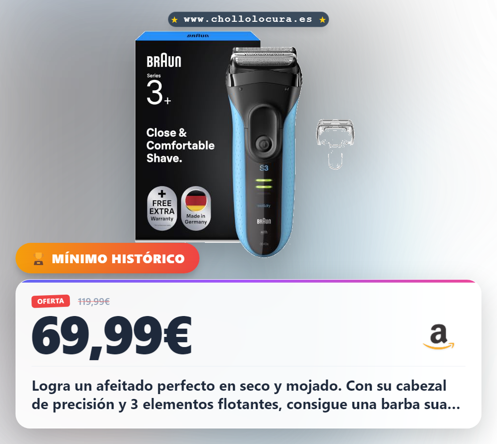 Consigue la afeitadora eléctrica Braun Series 3 ProSkin 3040s para un afeitado suave al mejor precio